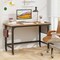 48 Inch Natural Wood Rolling Writing Desk with Sturdy Metal Frame and Casters for Small Spaces